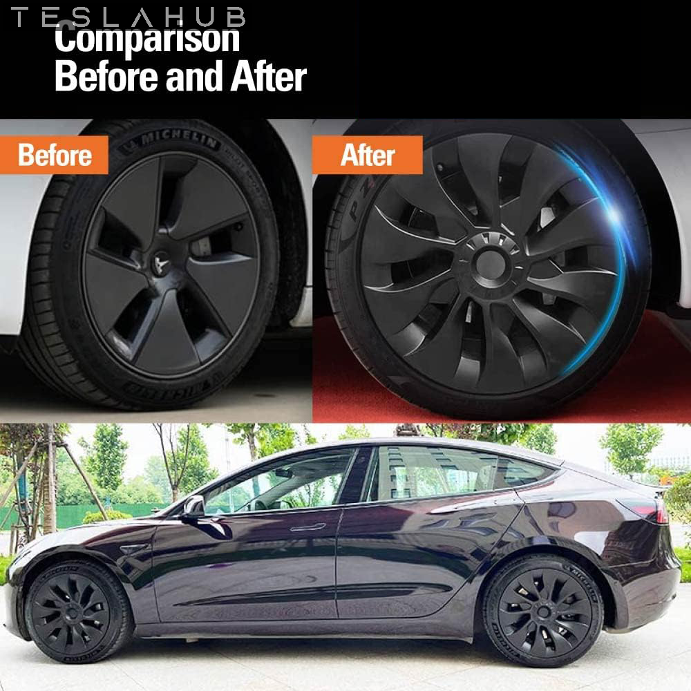 Black Cyclone 18" Hubcaps for Tesla Model 3