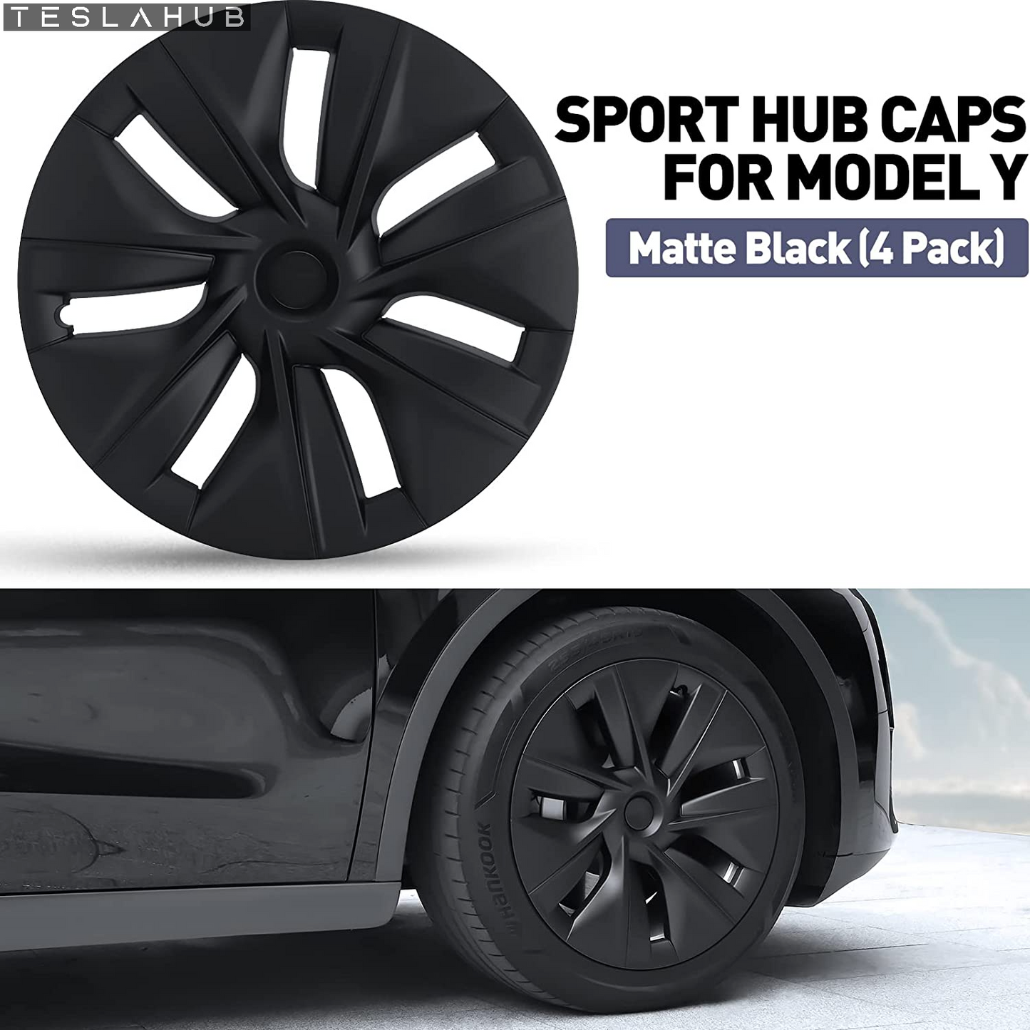 Black Gemini 19" Hubcaps for Tesla Model Y