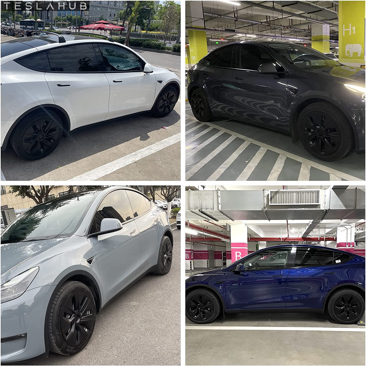 Black Gemini 19" Hubcaps for Tesla Model Y